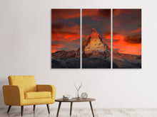 Laden Sie das Bild in den Galerie-Viewer, Leinwandbild 3-teilig Berge der Schweiz bei Sonnenuntergang