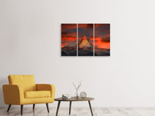 Laden Sie das Bild in den Galerie-Viewer, Leinwandbild 3-teilig Berge der Schweiz bei Sonnenuntergang