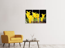 Laden Sie das Bild in den Galerie-Viewer, Leinwandbild 3-teilig Gelbe Tulpen in der Natur