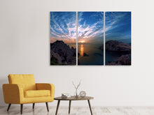 Laden Sie das Bild in den Galerie-Viewer, Leinwandbild 3-teilig Stimmungsvoller Sonnenuntergang am Meer