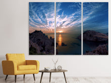 Laden Sie das Bild in den Galerie-Viewer, Leinwandbild 3-teilig Stimmungsvoller Sonnenuntergang am Meer