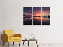 Laden Sie das Bild in den Galerie-Viewer, Leinwandbild 3-teilig Abendstimmung im Hafen
