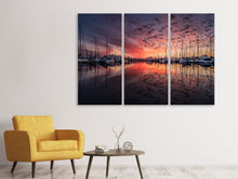 Laden Sie das Bild in den Galerie-Viewer, Leinwandbild 3-teilig Abendstimmung im Hafen