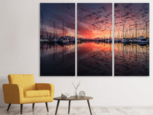 Laden Sie das Bild in den Galerie-Viewer, Leinwandbild 3-teilig Abendstimmung im Hafen