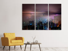 Laden Sie das Bild in den Galerie-Viewer, Leinwandbild 3-teilig Smog in Hong Kong