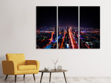 Laden Sie das Bild in den Galerie-Viewer, Leinwandbild 3-teilig Die bunten Lichter von Dubai