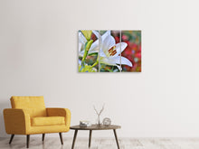 Laden Sie das Bild in den Galerie-Viewer, Leinwandbild 3-teilig Prächtige Lilie in weiss