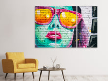 Laden Sie das Bild in den Galerie-Viewer, Leinwandbild 3-teilig Coole Graffiti-Wand