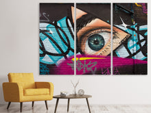 Laden Sie das Bild in den Galerie-Viewer, Leinwandbild 3-teilig Street Art Das Auge