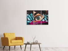 Laden Sie das Bild in den Galerie-Viewer, Leinwandbild 3-teilig Street Art Das Auge
