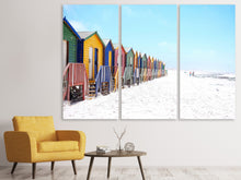 Laden Sie das Bild in den Galerie-Viewer, Leinwandbild 3-teilig Bunte Strandhäuser