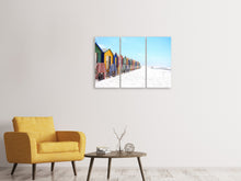 Laden Sie das Bild in den Galerie-Viewer, Leinwandbild 3-teilig Bunte Strandhäuser