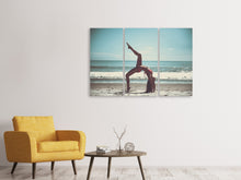 Laden Sie das Bild in den Galerie-Viewer, Leinwandbild 3-teilig Strand Gymnastik