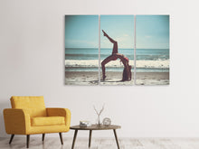 Laden Sie das Bild in den Galerie-Viewer, Leinwandbild 3-teilig Strand Gymnastik