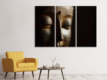 Laden Sie das Bild in den Galerie-Viewer, Leinwandbild 3-teilig Close up Buddha Kopf