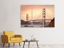 Laden Sie das Bild in den Galerie-Viewer, Leinwandbild 3-teilig Golden Gate Brücke im Abendlicht