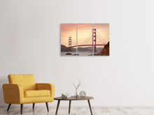 Laden Sie das Bild in den Galerie-Viewer, Leinwandbild 3-teilig Golden Gate Brücke im Abendlicht