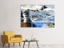 Laden Sie das Bild in den Galerie-Viewer, Leinwandbild 3-teilig Steinstapel am Meer
