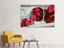 Laden Sie das Bild in den Galerie-Viewer, Leinwandbild 3-teilig Frische Himbeeren