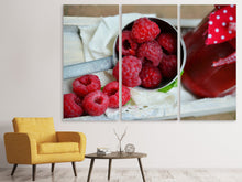 Laden Sie das Bild in den Galerie-Viewer, Leinwandbild 3-teilig Frische Himbeeren