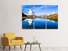Laden Sie das Bild in den Galerie-Viewer, Leinwandbild 3-teilig Riffelsee Zermatt