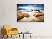 Laden Sie das Bild in den Galerie-Viewer, Leinwandbild 3-teilig Mystische Stimmung am Meer