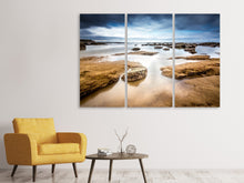 Laden Sie das Bild in den Galerie-Viewer, Leinwandbild 3-teilig Mystische Stimmung am Meer