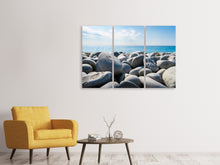 Laden Sie das Bild in den Galerie-Viewer, Leinwandbild 3-teilig Strand Steine
