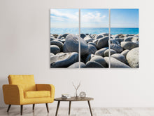 Laden Sie das Bild in den Galerie-Viewer, Leinwandbild 3-teilig Strand Steine