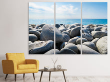 Laden Sie das Bild in den Galerie-Viewer, Leinwandbild 3-teilig Strand Steine