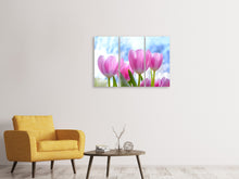Laden Sie das Bild in den Galerie-Viewer, Leinwandbild 3-teilig Tulpen in der Natur