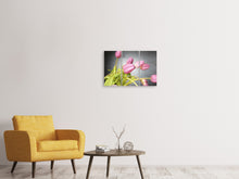 Laden Sie das Bild in den Galerie-Viewer, Leinwandbild 3-teilig Der Tulpenstrauss in rosa