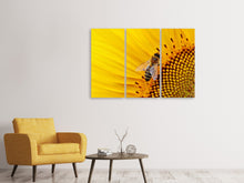 Laden Sie das Bild in den Galerie-Viewer, Leinwandbild 3-teilig Biene auf der Sonnenblume