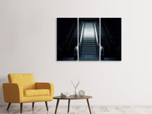 Laden Sie das Bild in den Galerie-Viewer, Leinwandbild 3-teilig Rolltreppe in der Dunkelheit