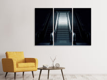Laden Sie das Bild in den Galerie-Viewer, Leinwandbild 3-teilig Rolltreppe in der Dunkelheit