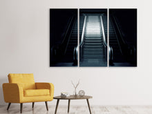 Laden Sie das Bild in den Galerie-Viewer, Leinwandbild 3-teilig Rolltreppe in der Dunkelheit