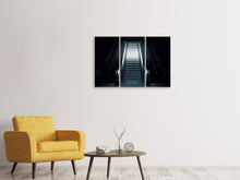 Laden Sie das Bild in den Galerie-Viewer, Leinwandbild 3-teilig Rolltreppe in der Dunkelheit