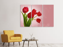 Laden Sie das Bild in den Galerie-Viewer, Leinwandbild 3-teilig Roter Tulpenstrauss