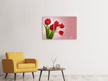 Laden Sie das Bild in den Galerie-Viewer, Leinwandbild 3-teilig Roter Tulpenstrauss