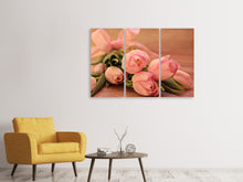 Laden Sie das Bild in den Galerie-Viewer, Leinwandbild 3-teilig Romantischer Tulpenstrauss