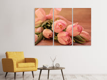 Laden Sie das Bild in den Galerie-Viewer, Leinwandbild 3-teilig Romantischer Tulpenstrauss