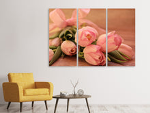 Laden Sie das Bild in den Galerie-Viewer, Leinwandbild 3-teilig Romantischer Tulpenstrauss