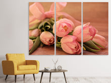 Laden Sie das Bild in den Galerie-Viewer, Leinwandbild 3-teilig Romantischer Tulpenstrauss