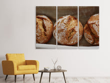 Laden Sie das Bild in den Galerie-Viewer, Leinwandbild 3-teilig Frische Roggenbrötchen