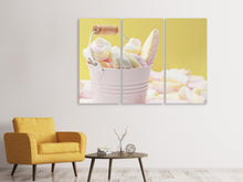 Laden Sie das Bild in den Galerie-Viewer, Leinwandbild 3-teilig Marshmallow im Eimer