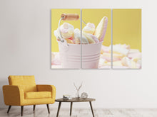 Laden Sie das Bild in den Galerie-Viewer, Leinwandbild 3-teilig Marshmallow im Eimer