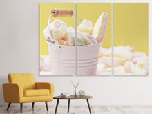 Laden Sie das Bild in den Galerie-Viewer, Leinwandbild 3-teilig Marshmallow im Eimer