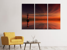 Laden Sie das Bild in den Galerie-Viewer, Leinwandbild 3-teilig Roter Himmel am Leuchtturm