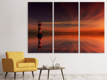 Laden Sie das Bild in den Galerie-Viewer, Leinwandbild 3-teilig Roter Himmel am Leuchtturm