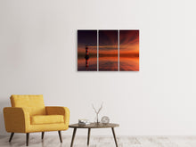 Laden Sie das Bild in den Galerie-Viewer, Leinwandbild 3-teilig Roter Himmel am Leuchtturm